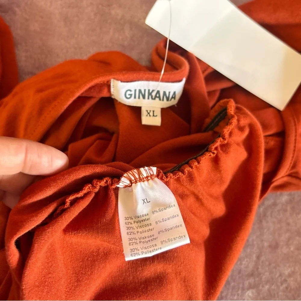 GINKANA Maternity Shirts Square Neck Slim Fit Tee Top Pregnancy - Picture 6 of 8